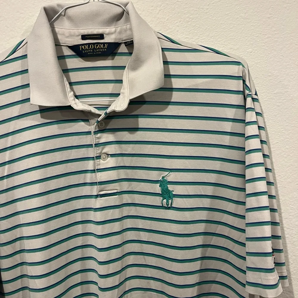 Polo Golf Ralph Lauren Shirt Mens XL Big Pony Button Polyester Cotton Blend‎ EUC